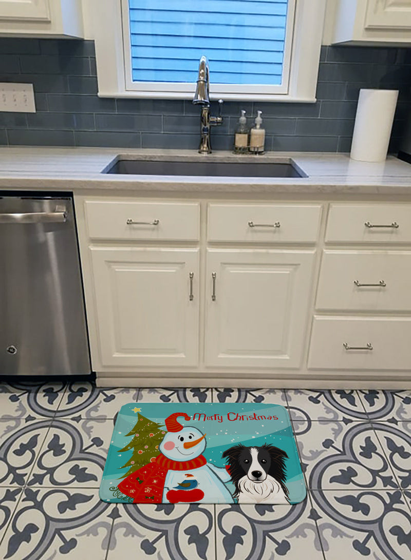 Snowman with Border Collie Machine Washable Memory Foam Mat BB1861RUG