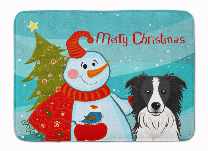 Snowman with Border Collie Machine Washable Memory Foam Mat BB1861RUG