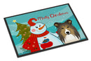 Snowman with Sheltie Doormat Indoor Outdoor 24H X 36W Front Door Mat Rugs for Entryway, Non Slip Washable Low Pile,