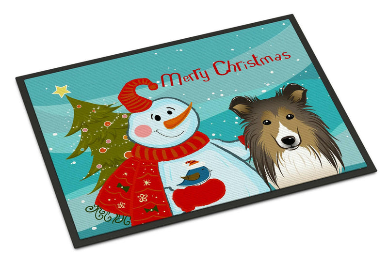 Snowman with Sheltie Indoor or Outdoor Mat 18x27 BB1862MAT