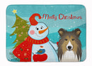 Snowman with Sheltie Machine Washable Memory Foam Mat BB1862RUG