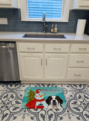 Snowman with Saint Bernard Machine Washable Memory Foam Mat BB1866RUG
