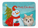 Snowman with Chihuahua Machine Washable Memory Foam Mat BB1871RUG