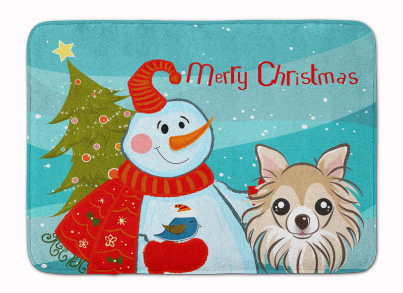 Snowman with Chihuahua Machine Washable Memory Foam Mat BB1871RUG