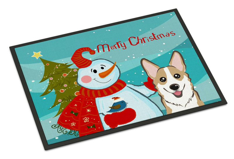 Snowman with Sable Corgi Indoor or Outdoor Mat 18x27 BB1873MAT