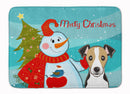Snowman with Jack Russell Terrier Machine Washable Memory Foam Mat BB1881RUG