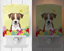 Jack Russell Terrier Easter Egg Hunt Ceramic Night Light Compact, UL-Certified, Ideal for Bedroom, Bathroom, Nursery, Hallway, Kitchen, 6x4x3, Multicolor