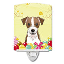 Jack Russell Terrier Easter Egg Hunt Ceramic Night Light Compact, UL-Certified, Ideal for Bedroom, Bathroom, Nursery, Hallway, Kitchen, 6x4x3, Multicolor