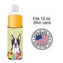 Boston Terrier Easter Egg Hunt   Beverage Insulator for slim cans BB1885MUK