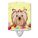 Yorkie Yorkishire Terrier Easter Egg Hunt Ceramic Night Light Compact, UL-Certified, Ideal for Bedroom, Bathroom, Nursery, Hallway, Kitchen, 6x4x3, Multicolor