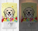 Golden Retriever Easter Egg Hunt Ceramic Night Light Compact, UL-Certified, Ideal for Bedroom, Bathroom, Nursery, Hallway, Kitchen, 6x4x3, Multicolor