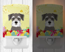 Schnauzer Easter Egg Hunt Ceramic Night Light Compact, UL-Certified, Ideal for Bedroom, Bathroom, Nursery, Hallway, Kitchen, 6x4x3, Multicolor