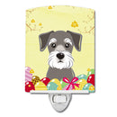 Schnauzer Easter Egg Hunt Ceramic Night Light Compact, UL-Certified, Ideal for Bedroom, Bathroom, Nursery, Hallway, Kitchen, 6x4x3, Multicolor