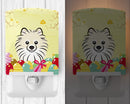 Pomeranian Easter Egg Hunt Ceramic Night Light Compact, UL-Certified, Ideal for Bedroom, Bathroom, Nursery, Hallway, Kitchen, 6x4x3, Multicolor