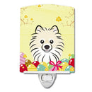 Pomeranian Easter Egg Hunt Ceramic Night Light Compact, UL-Certified, Ideal for Bedroom, Bathroom, Nursery, Hallway, Kitchen, 6x4x3, Multicolor