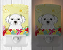 Maltese Easter Egg Hunt Ceramic Night Light Compact, UL-Certified, Ideal for Bedroom, Bathroom, Nursery, Hallway, Kitchen, 6x4x3, Multicolor
