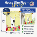 Bull Terrier Easter Egg Hunt House Flag 28x40 Porch Sleeve Pole Decorative Outside Yard Banner Artwork Wall Hanging, Polyester