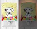 Dalmatian Easter Egg Hunt Ceramic Night Light Compact, UL-Certified, Ideal for Bedroom, Bathroom, Nursery, Hallway, Kitchen, 6x4x3, Multicolor