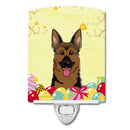 German Shepherd Easter Egg Hunt Ceramic Night Light Compact, UL-Certified, Ideal for Bedroom, Bathroom, Nursery, Hallway, Kitchen, 6x4x3, Multicolor