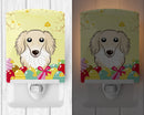 Longhair Creme Dachshund Easter Egg Hunt Ceramic Night Light Compact, UL-Certified, Ideal for Bedroom, Bathroom, Nursery, Hallway, Kitchen, 6x4x3, Multicolor