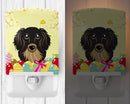Longhair Black and Tan Dachshund Easter Egg Hunt Ceramic Night Light Compact, UL-Certified, Ideal for Bedroom, Bathroom, Nursery, Hallway, Kitchen, 6x4x3, Multicolor