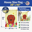Longhair Red Dachshund Easter Egg Hunt House Flag 28x40 Porch Sleeve Pole Decorative Outside Yard Banner Artwork Wall Hanging, Polyester