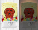 Longhair Red Dachshund Easter Egg Hunt Ceramic Night Light Compact, UL-Certified, Ideal for Bedroom, Bathroom, Nursery, Hallway, Kitchen, 6x4x3, Multicolor