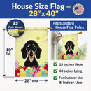 Smooth Black and Tan Dachshund Easter Egg Hunt House Flag 28x40 Porch Sleeve Pole Decorative Outside Yard Banner Artwork Wall Hanging, Polyester