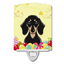 Smooth Black and Tan Dachshund Easter Egg Hunt Ceramic Night Light Compact, UL-Certified, Ideal for Bedroom, Bathroom, Nursery, Hallway, Kitchen, 6x4x3, Multicolor