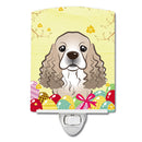 Cocker Spaniel Easter Egg Hunt Ceramic Night Light Compact, UL-Certified, Ideal for Bedroom, Bathroom, Nursery, Hallway, Kitchen, 6x4x3, Multicolor