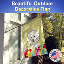 Bichon Frise Easter Egg Hunt House Flag 28x40 Porch Sleeve Pole Decorative Outside Yard Banner Artwork Wall Hanging, Polyester