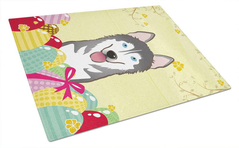 Alaskan Malamute Easter Egg Hunt Glass Cutting Boards – Durable, Decorative Kitchen Art Large BB1900LCB