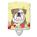 English Bulldog  Easter Egg Hunt Ceramic Night Light Compact, UL-Certified, Ideal for Bedroom, Bathroom, Nursery, Hallway, Kitchen, 6x4x3, Multicolor