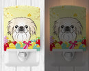 Pekingese Easter Egg Hunt Ceramic Night Light Compact, UL-Certified, Ideal for Bedroom, Bathroom, Nursery, Hallway, Kitchen, 6x4x3, Multicolor