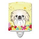Pekingese Easter Egg Hunt Ceramic Night Light Compact, UL-Certified, Ideal for Bedroom, Bathroom, Nursery, Hallway, Kitchen, 6x4x3, Multicolor