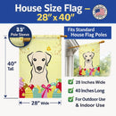 Yellow Labrador Easter Egg Hunt House Flag 28x40 Porch Sleeve Pole Decorative Outside Yard Banner Artwork Wall Hanging, Polyester