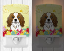 Cavalier Spaniel Easter Egg Hunt Ceramic Night Light Compact, UL-Certified, Ideal for Bedroom, Bathroom, Nursery, Hallway, Kitchen, 6x4x3, Multicolor
