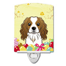 Cavalier Spaniel Easter Egg Hunt Ceramic Night Light Compact, UL-Certified, Ideal for Bedroom, Bathroom, Nursery, Hallway, Kitchen, 6x4x3, Multicolor