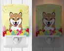 Shiba Inu Easter Egg Hunt Ceramic Night Light Compact, UL-Certified, Ideal for Bedroom, Bathroom, Nursery, Hallway, Kitchen, 6x4x3, Multicolor