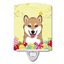 Shiba Inu Easter Egg Hunt Ceramic Night Light Compact, UL-Certified, Ideal for Bedroom, Bathroom, Nursery, Hallway, Kitchen, 6x4x3, Multicolor