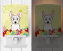 Westie Easter Egg Hunt Ceramic Night Light Compact, UL-Certified, Ideal for Bedroom, Bathroom, Nursery, Hallway, Kitchen, 6x4x3, Multicolor