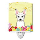 Westie Easter Egg Hunt Ceramic Night Light Compact, UL-Certified, Ideal for Bedroom, Bathroom, Nursery, Hallway, Kitchen, 6x4x3, Multicolor