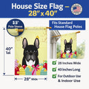 French Bulldog Easter Egg Hunt House Flag 28x40 Porch Sleeve Pole Decorative Outside Yard Banner Artwork Wall Hanging, Polyester