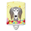Saluki Easter Egg Hunt Ceramic Night Light Compact, UL-Certified, Ideal for Bedroom, Bathroom, Nursery, Hallway, Kitchen, 6x4x3, Multicolor