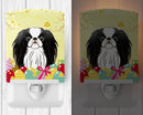 Japanese Chin Easter Egg Hunt Ceramic Night Light Compact, UL-Certified, Ideal for Bedroom, Bathroom, Nursery, Hallway, Kitchen, 6x4x3, Multicolor
