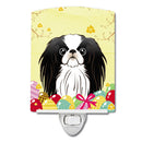 Japanese Chin Easter Egg Hunt Ceramic Night Light Compact, UL-Certified, Ideal for Bedroom, Bathroom, Nursery, Hallway, Kitchen, 6x4x3, Multicolor