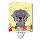 Weimaraner Easter Egg Hunt Ceramic Night Light Compact, UL-Certified, Ideal for Bedroom, Bathroom, Nursery, Hallway, Kitchen, 6x4x3, Multicolor