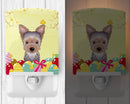 Yorkie Puppy Easter Egg Hunt Ceramic Night Light Compact, UL-Certified, Ideal for Bedroom, Bathroom, Nursery, Hallway, Kitchen, 6x4x3, Multicolor