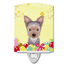 Yorkie Puppy Easter Egg Hunt Ceramic Night Light Compact, UL-Certified, Ideal for Bedroom, Bathroom, Nursery, Hallway, Kitchen, 6x4x3, Multicolor