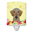 Wirehaired Dachshund Easter Egg Hunt Ceramic Night Light Compact, UL-Certified, Ideal for Bedroom, Bathroom, Nursery, Hallway, Kitchen, 6x4x3, Multicolor